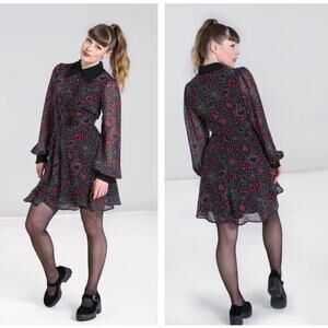 Hell Bunny Black and Red Long Sleeve Dress